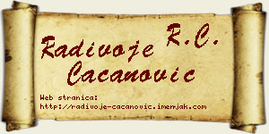Radivoje Cacanović vizit kartica